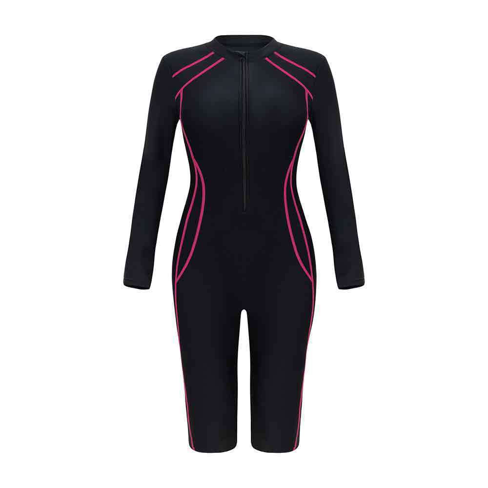 Damen Sportlicher Langarm-Schwimmanzug mit Reißverschluss
