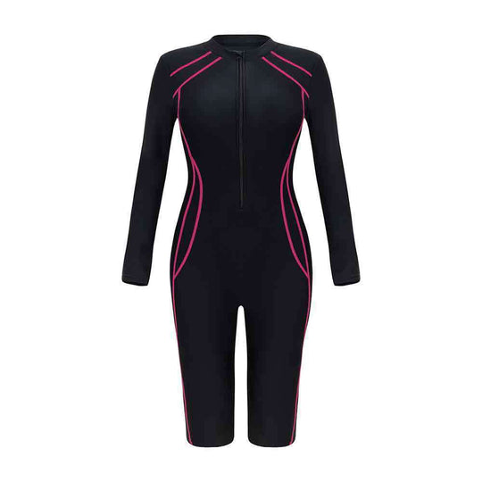 Damen Sportlicher Langarm-Schwimmanzug mit Reißverschluss