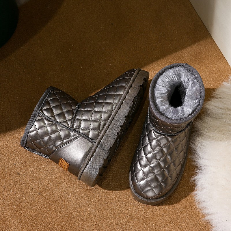 Damen Gestepptes Kurzstiefel-Boot mit Teddyfutter und rutschfester Profilsohle Shop Nory