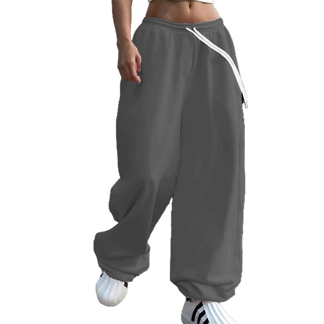 Damen nan weite Baggy-Jogginghose mit hohem Komfortbund, Kordelzug und elastischen Knöchelbündchen Shop Nory