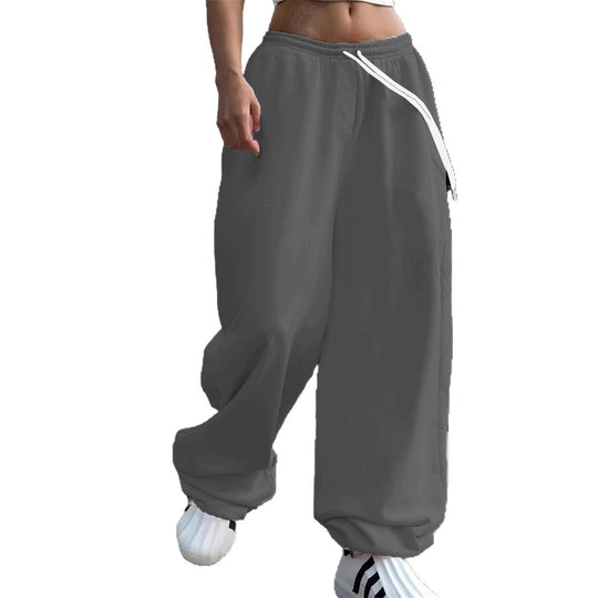 Damen nan weite Baggy-Jogginghose mit hohem Komfortbund, Kordelzug und elastischen Knöchelbündchen Shop Nory