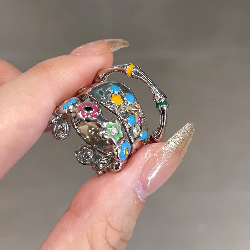 Damen kreativer und lebendiger Ring mit bunten Akzenten Shop Nory