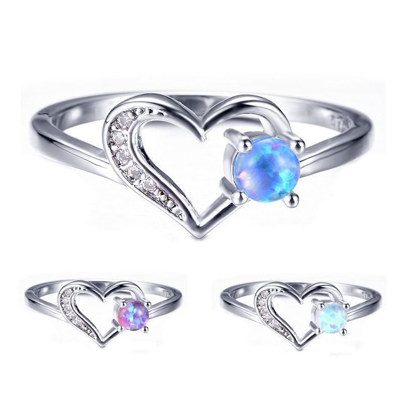 Damen Ring mit herzförmigem Design und funkelndem Opal Shop Nory