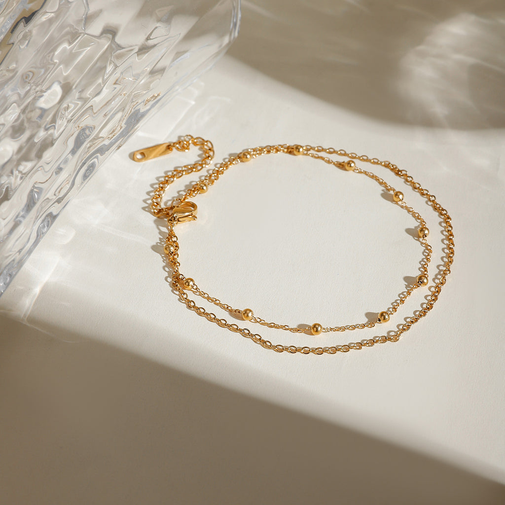 Damen Armband mit doppeltem Kettendesign und Zirkonia-Akzenten Shop Nory