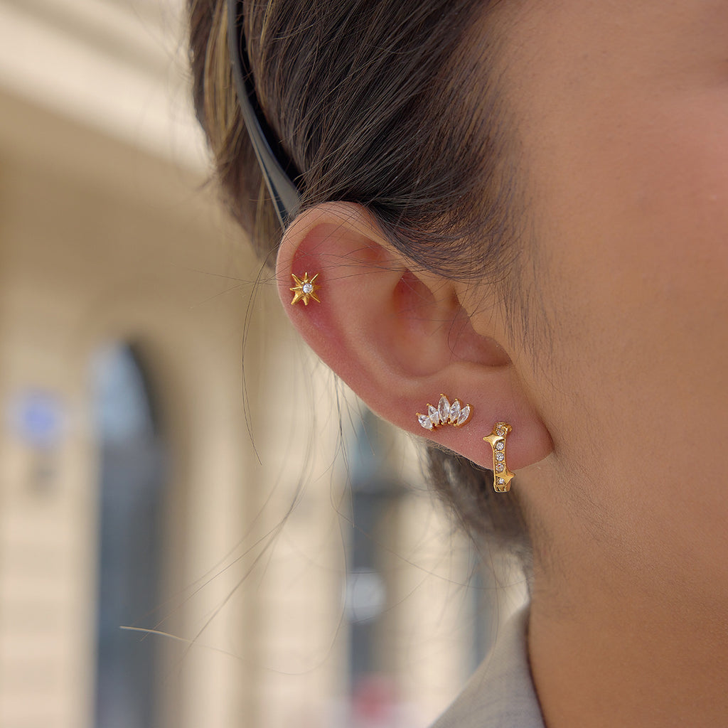 Damen Creolen mit funkelnden Zirkonia-Akzenten und hypoallergenem Edelstahl Shop Nory