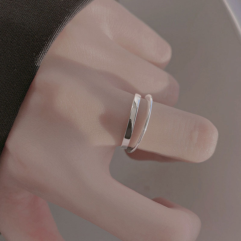 Damen minimalistischer Silberring mit doppellagigem Design Shop Nory