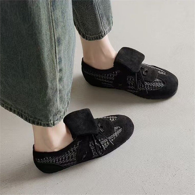 Damen Mokassin-Sneaker aus Veloursleder mit geflochtenen Einsätzen und umklappbarer Zunge Shop Nory