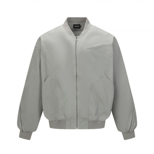 Unisex Boxy-Bomberjacke mit durchgehendem Reißverschluss, geripptem Saum und Brust‑Welttasche Shop Nory