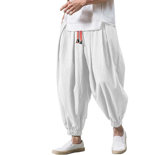 Herren ausgefallene Ballonhose im Haremstil mit Faltenwurf, elastischem Bund und Kordelzug Shop Nory