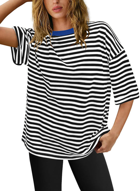 Damen Übergrößen T-Shirt mit Streifenmuster