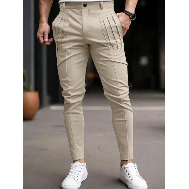 Herren stylische Slim-Fit Anzughose mit plissiertem Design
