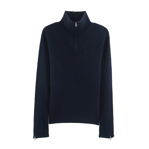 Damen Feinstrick-Pullover mit Stehkragen, halbem Reißverschluss und Reißverschlussärmeln Shop Nory