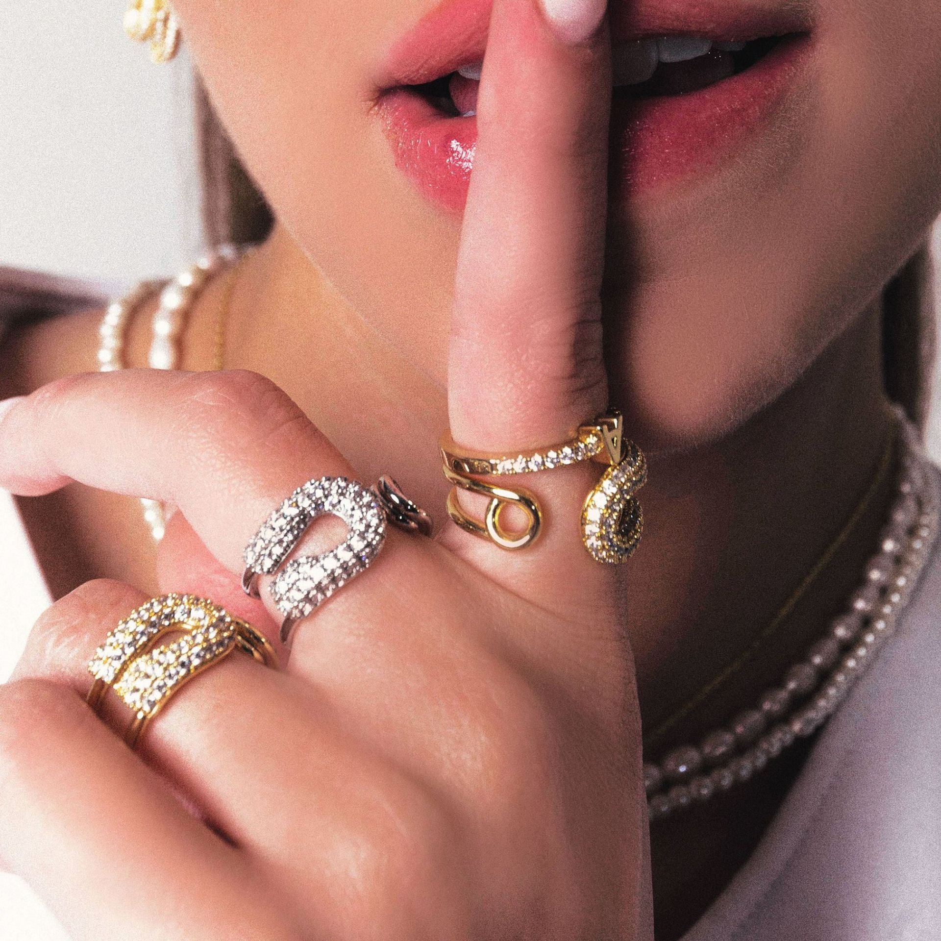 Damen Offener Ring mit funkelndem Zirkon und modernem Design Shop Nory