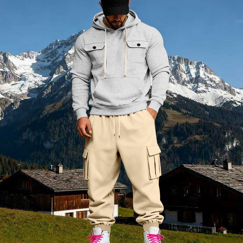 Herren Kapuzen-Sweatherset mit Cargo-Jogger und aufgesetzten Taschen Shop Nory