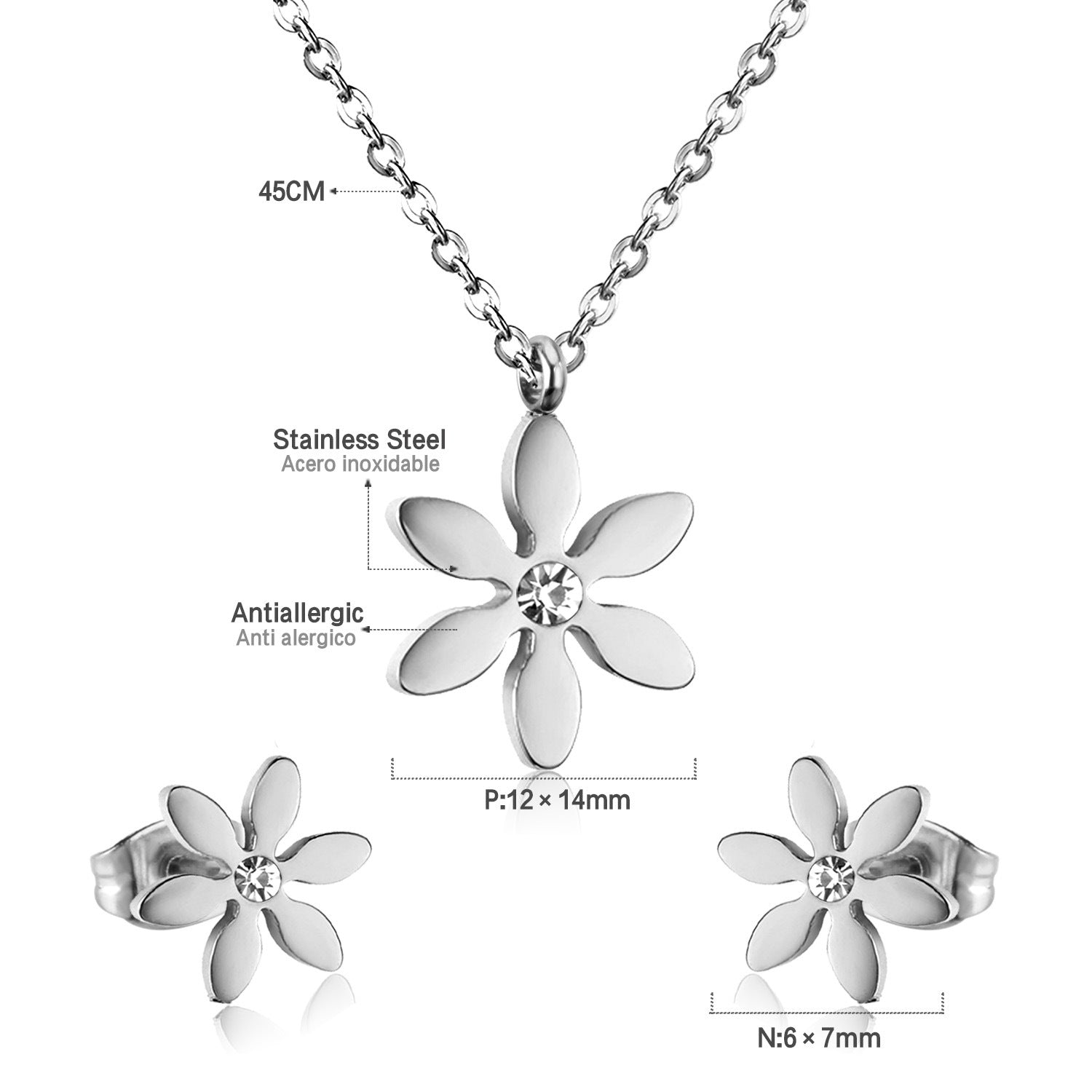 Damen Schmuckset mit elegantem Blumenanhänger und passenden Ohrsteckern Shop Nory