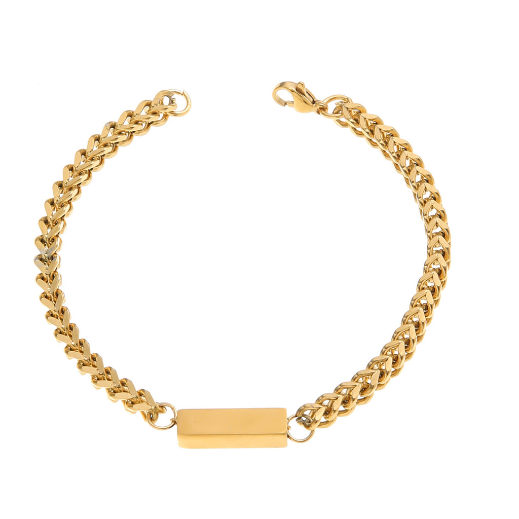 Damen stilvolles Gliederarmband mit gravierbarem Element Shop Nory