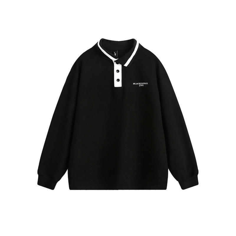 Unisex Oversize Polo-Sweatshirt mit Kontrast-Knopfleiste und Rippbündchen Shop Nory