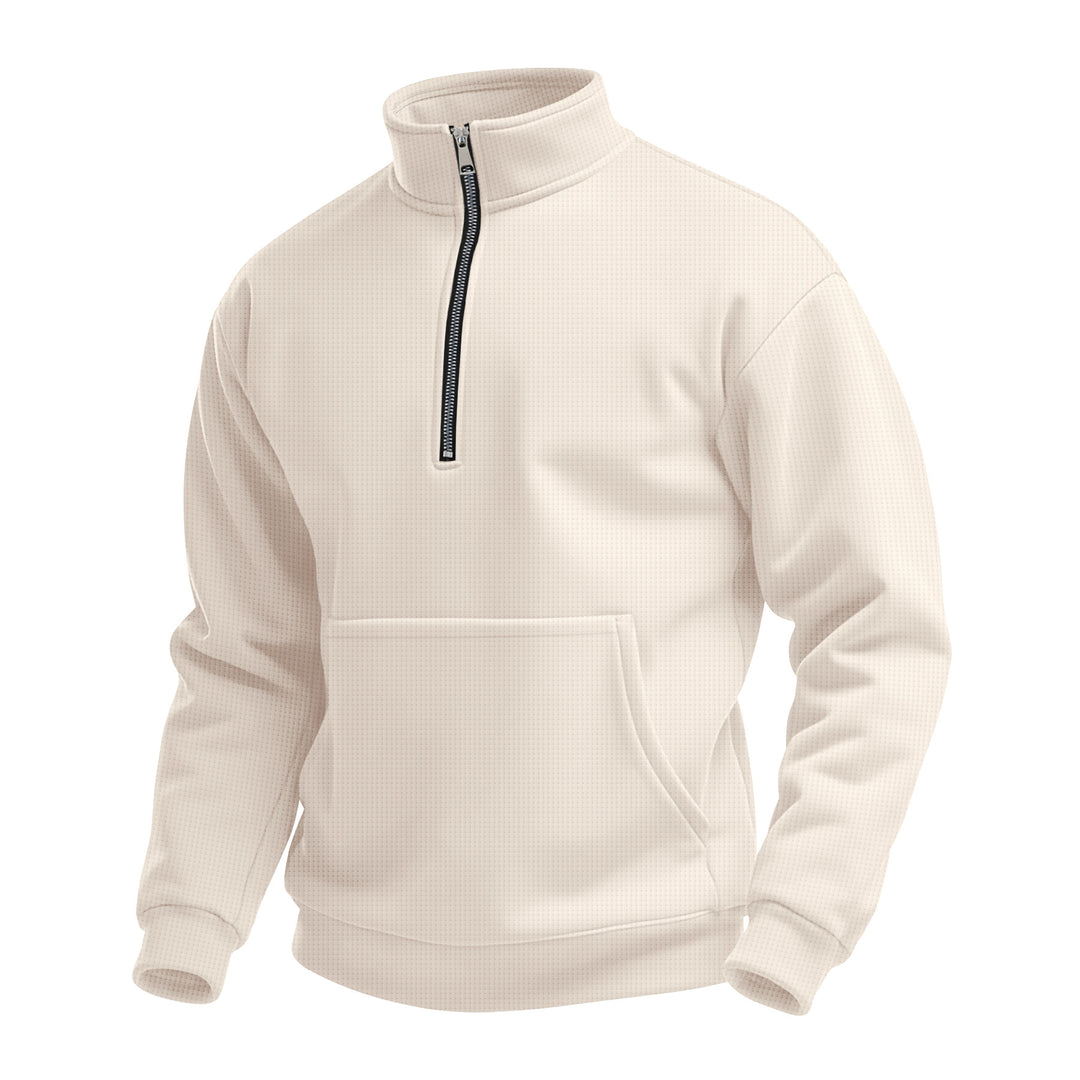 Herren nan Zip-Hoodie mit halbem Reißverschluss Stehkragen und Kängurutasche Shop Nory