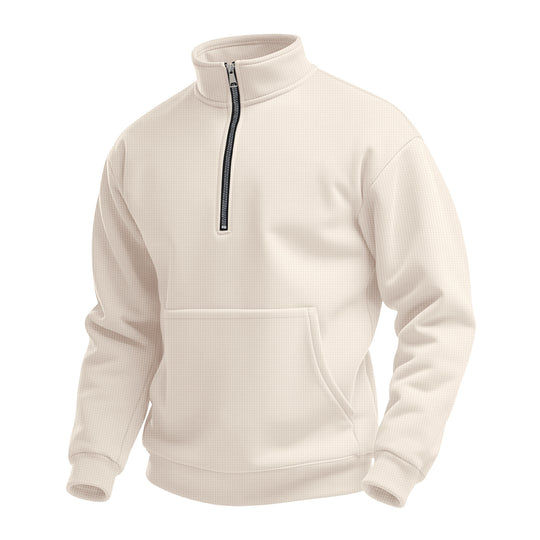 Herren nan Zip-Hoodie mit halbem Reißverschluss Stehkragen und Kängurutasche Shop Nory