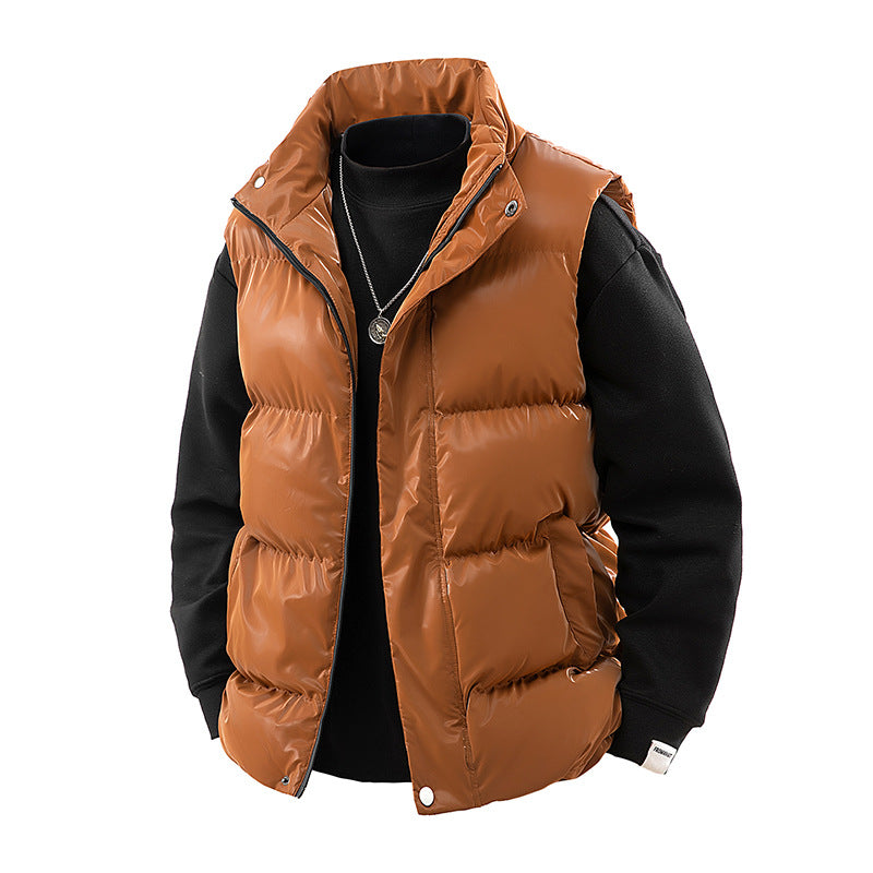 Herren Glänzende gesteppte Stehkragen-Weste mit Thermofüllung Shop Nory