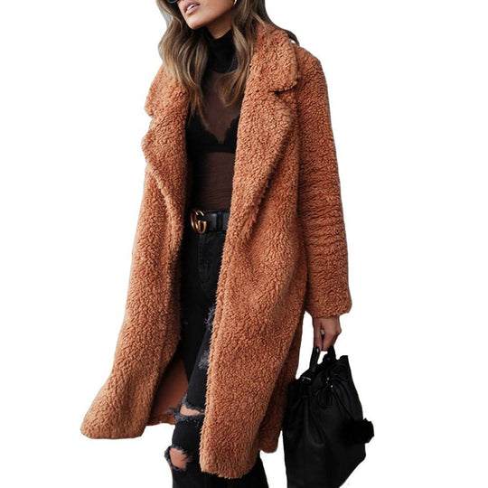 Damen nan kuscheliger Teddy-Mantel mit Oversize-Schnitt und hohem Reverskragen Shop Nory
