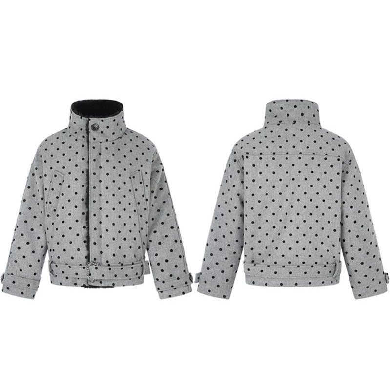 Damen Kurz geschnittene gesteppte Jacke mit Stehkragen und Taillenriemen Shop Nory