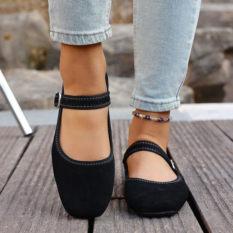 Damen Elegante Ballerinas mit verstellbarem Riemen