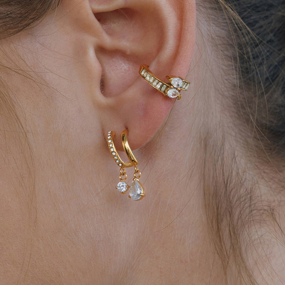 Damen Ohrhänger mit elegantem Tropfenstein und funkelnden Zirkonia Shop Nory