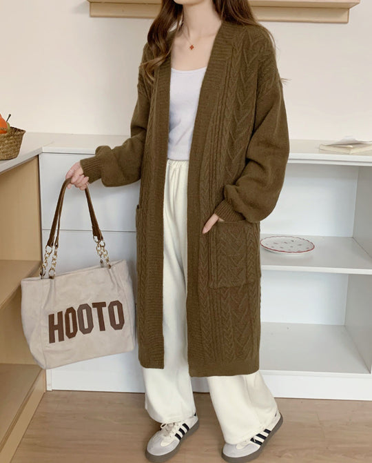 Damen Strickmantel mit Zopfmuster Shop Nory