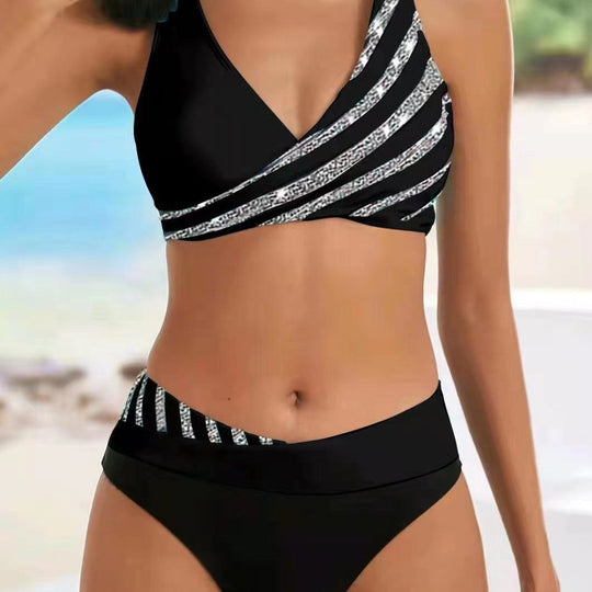 Damen Sportlicher Bikini mit modischem Wickeloberteil