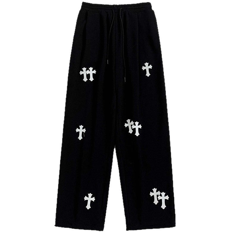 Herren weite Baumwoll-Jogginghose mit Allover-Kreuzprint und elastischem Tunnelzugbund Shop Nory