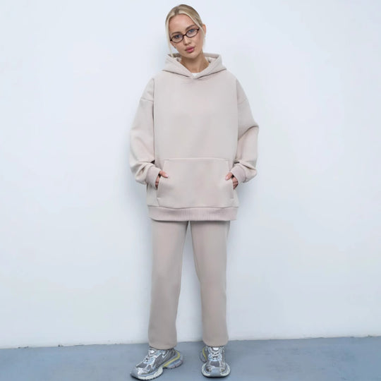 Damen großzügiger Kapuzenpullover Oversize mit Kängurutasche und weichem French-Terry Shop Nory