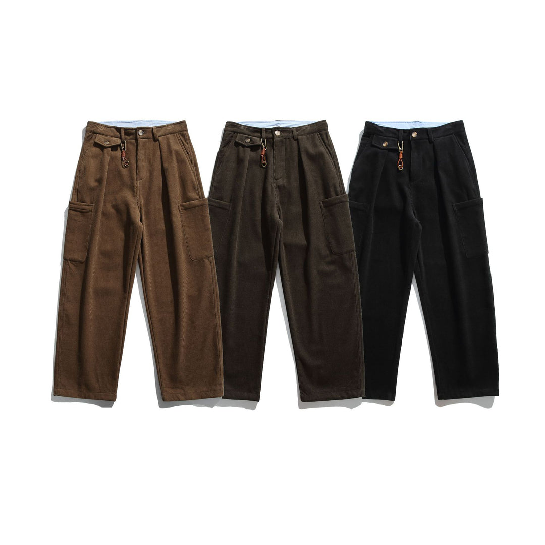 Herren Cord‑Cargo‑Hose mit hoher Taille, weitem Bein und aufgesetzten Pattentaschen Shop Nory
