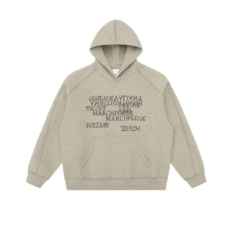 Unisex Oversize Kapuzenpullover mit typografischem Mirror-Print, Kängurutasche und Raglanärmeln Shop Nory
