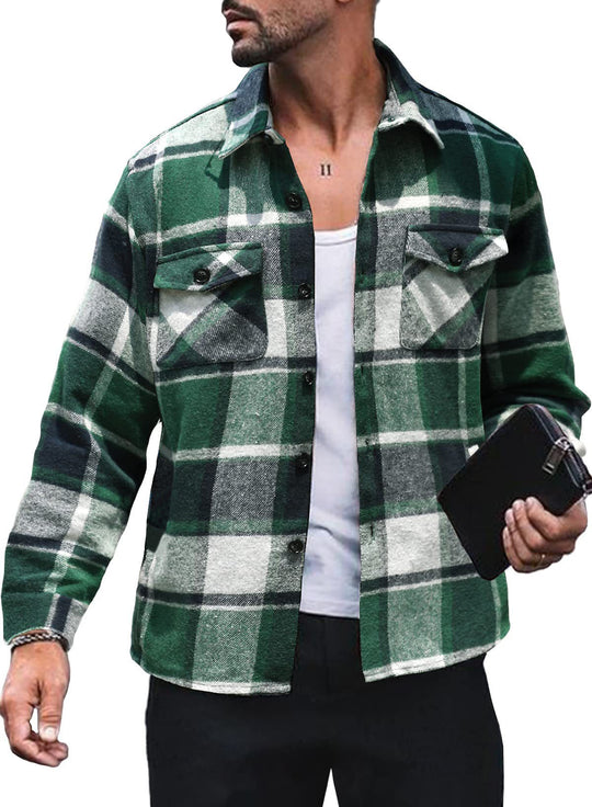 Herren Flanellhemd mit Karomuster und funktionalen Taschen