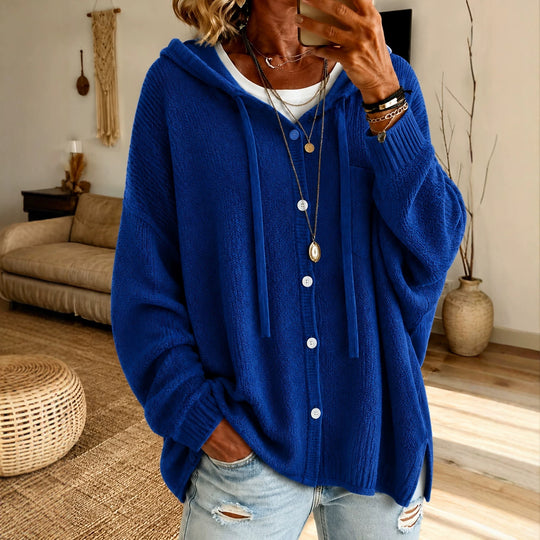 Damen Kapuzen-Cardigan aus strukturiertem Feinstrick mit Knopfleiste Shop Nory