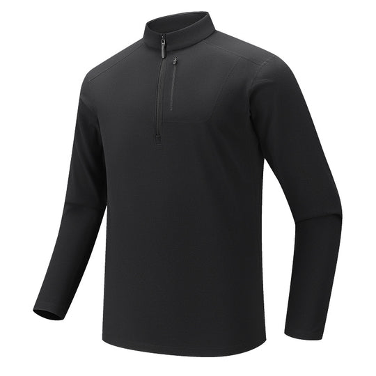 Herren Funktionelles Langarm-Trainingstop mit Stehkragen und Reißverschluss-Ärmeltasche Shop Nory