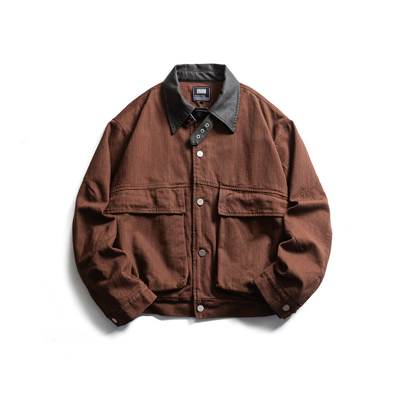 Herren Robust geschnittene Canvas-Blousonjacke mit kontrastierendem Cordkragen und doppelten Pattentaschen Shop Nory
