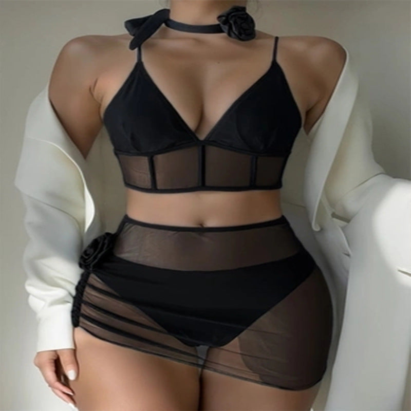 Damen transparentes Dessous-Set mit raffinierten Details