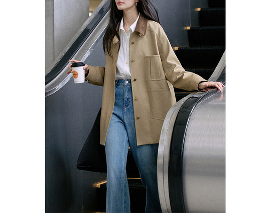 Damen Stylische Oversized-Jacke mit hohem Kragen Shop Nory