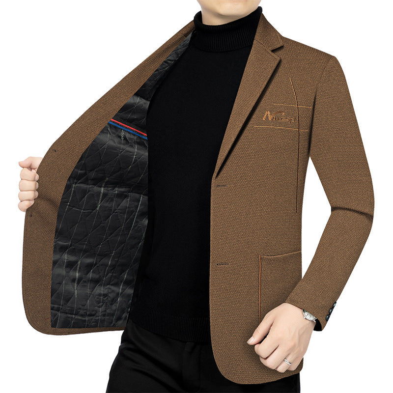Herren elegantes halbgefüttertes Struktur-Sakko mit gesteppter Thermo-Innenfütterung und aufgesetzten Taschen Shop Nory