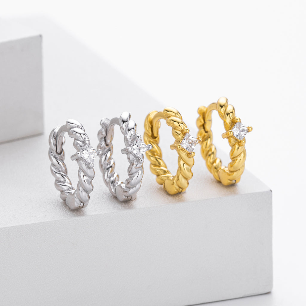 Damen Ohrhänger mit gedrehtem Design und Zirkon Shop Nory