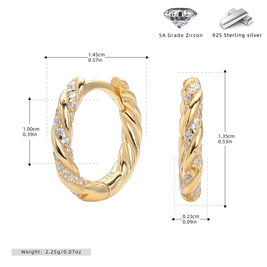 Damen Creolenohrringe mit raffiniertem Zopfdesign und funkelnden Zirkonsteinen Shop Nory