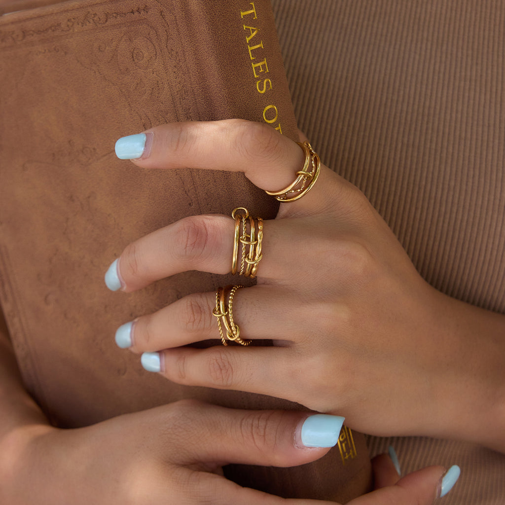 Damen Eleganter und hypoallergen Ring mit geflochtenem Design Shop Nory