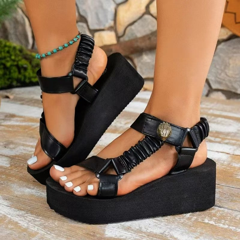 Damen Wedge-Sandalen mit raffiniertem Riemendesign und komfortabler Sohle Shopnory