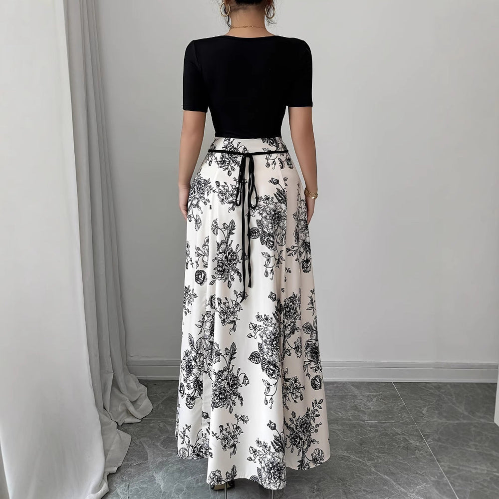 Damen Elegantes Maxikleid mit floralem Design und tailliertem Schnitt Shopnory