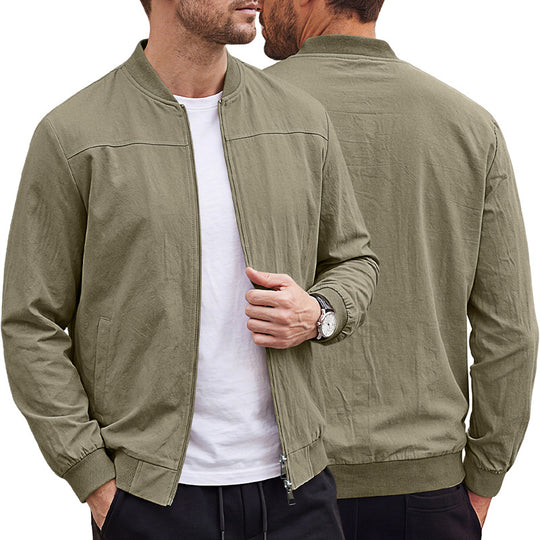 Herren leichte Bomberjacke mit geripptem Bund und durchgehendem Reißverschluss Shop Nory