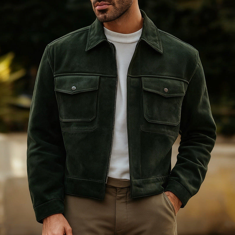 Herren modische Wildlederjacke mit praktischen Taschen