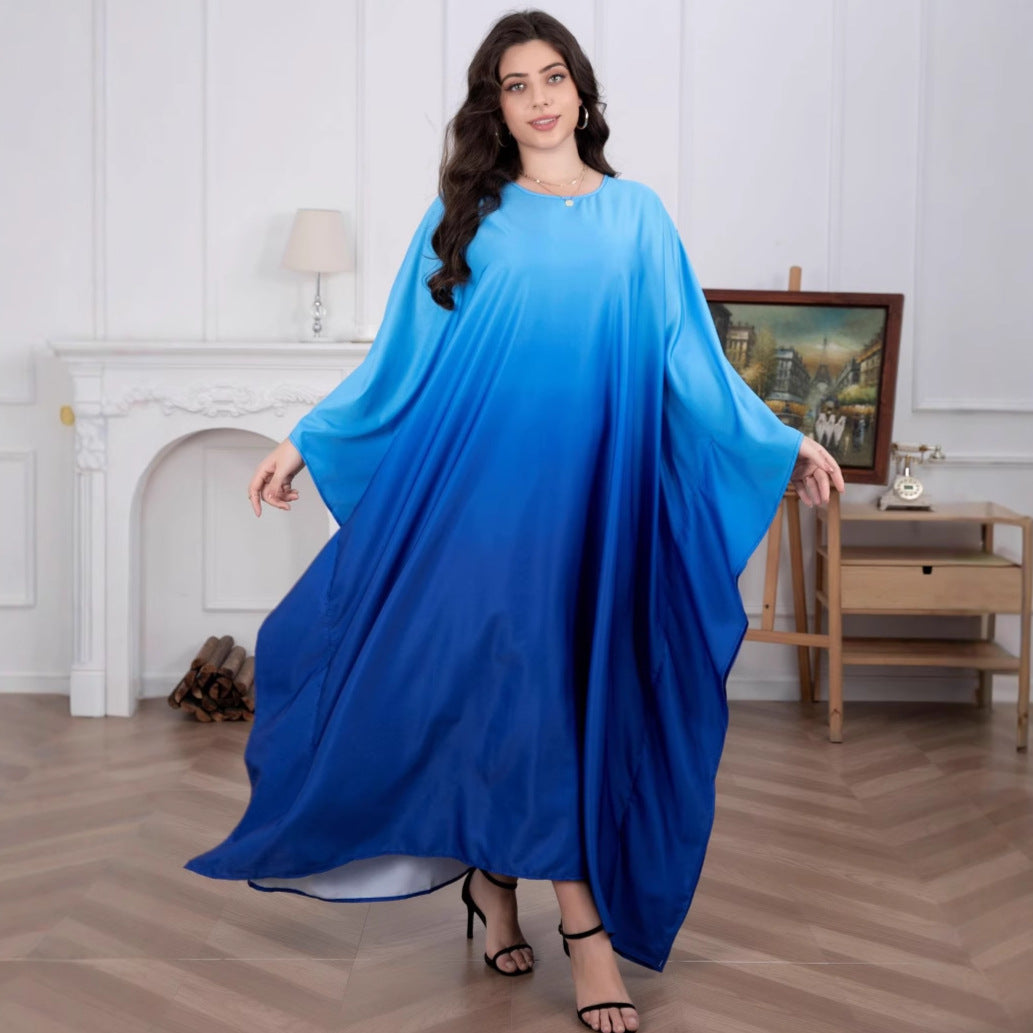 Damen Fließendes Kaftan-Maxikleid mit Oversize-Ärmeln und Rundhalsausschnitt Shop Nory