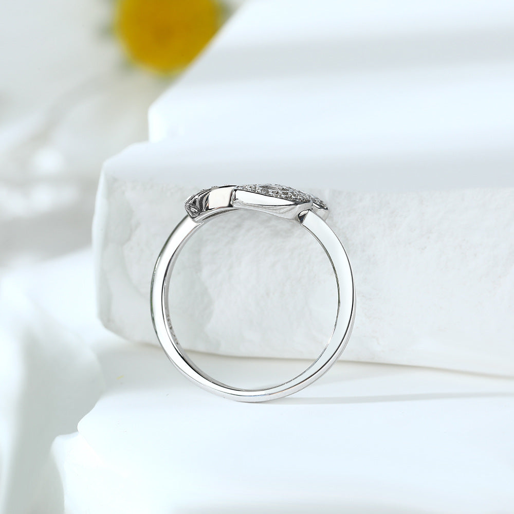 Damen Ring mit funkelndem Blattdesign und exquisite Zirkonia-Besatz Shop Nory